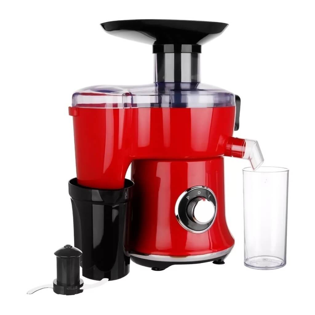 Procesador de alimentos rojo y negro PROCESADOR DE ALIMENTOS 1.5L 400W KUJC004R Decakila con vaso incluido.