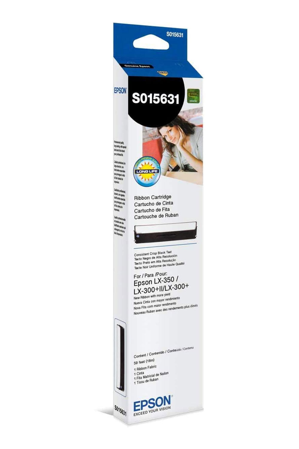 Epson Cinta Negra Edg Ribbon Cartridge  Para Lx350/Lx300  S015631