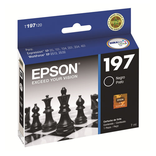 Cartucho de tinta negra Epson T197120-AL para impresoras XP-101, WF-2512, 100% original, entrega 24-48 horas.