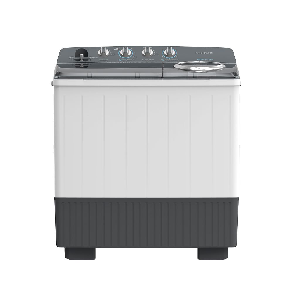 Frigidaire Lavadora Semiautomática 15Kg/ 8Kg Fwtm15M3Butw lavadora semiautomática doble tina blanca y gris, panel de control superior