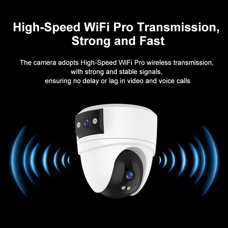 Cámara IP WiFi 5MP 360° visión nocturna con transmisión inalámbrica de alta velocidad.