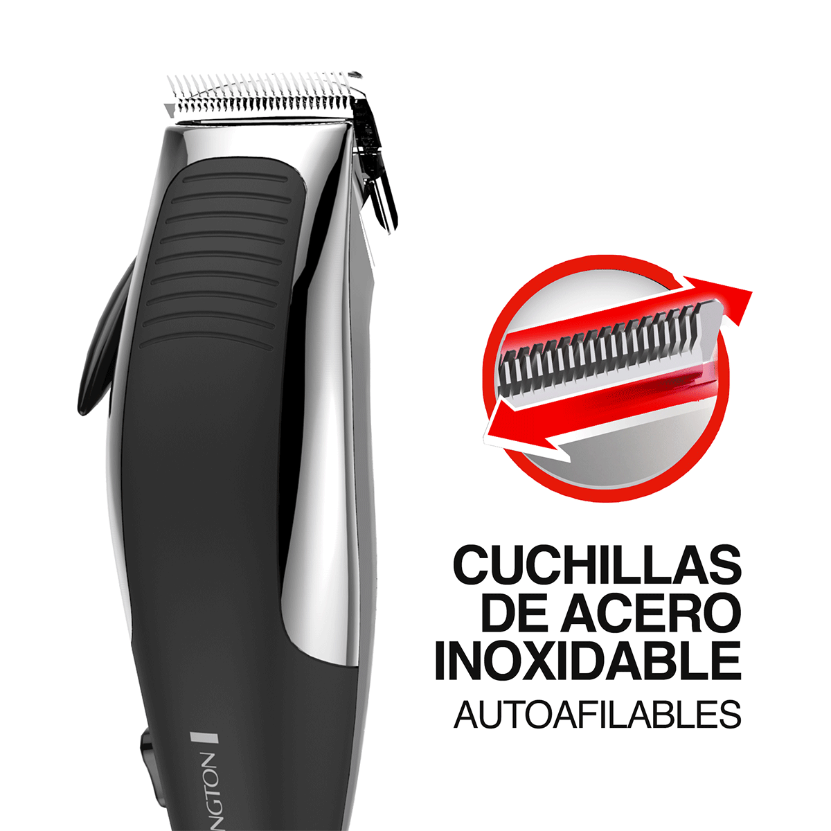 Remington Kit Cortadora De Cabello 12 Piezas Cromada Hc1080A-110F cortadora con cuchillas de acero inoxidable autoafilables y palanca de ajuste