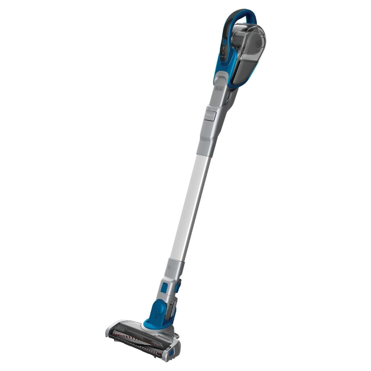 Black + Decker aspiradora de piso 2 en 1 sin cable 500ml HFEJ415JWMF22-B3 en posición vertical