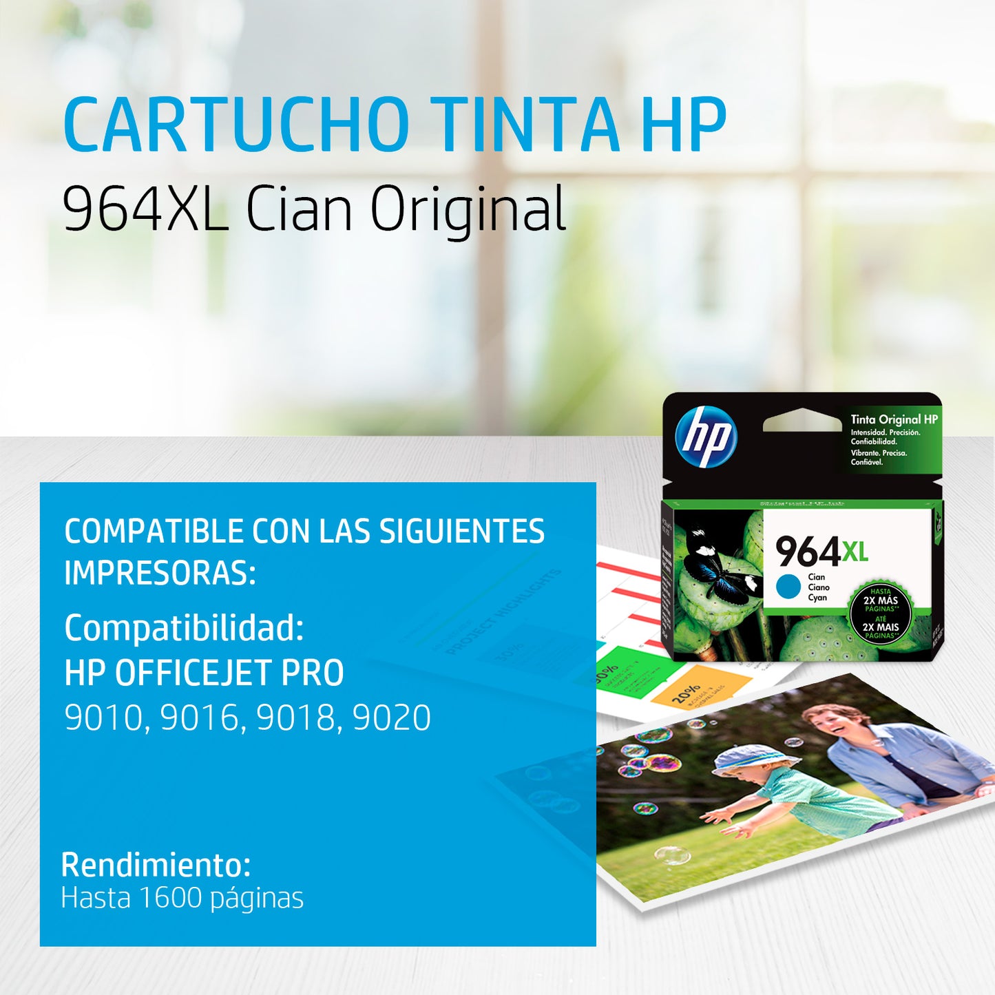 Hp Cartucho Tinta 964Xl Cyan Alto Rendimiento 3Ja54Al