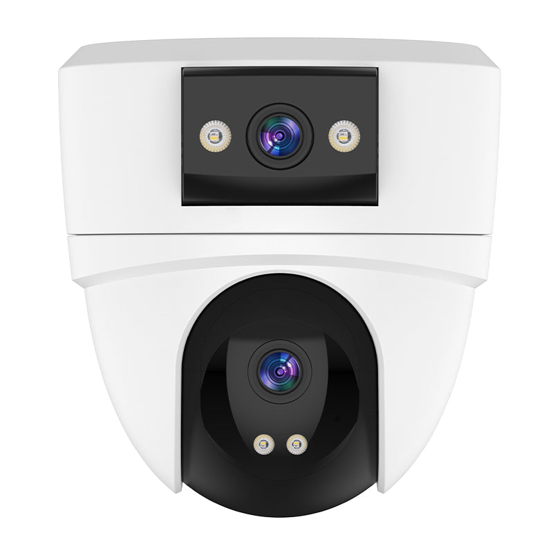 Cámara IP WiFi 5MP 360° visión nocturna con lente para alta definición y monitorización completa.