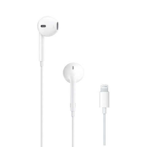 APPLE EARPODS LIGHTNING BLANCO con diseño ergonómico y conector Lightning para dispositivos compatibles.