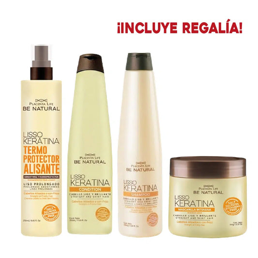 Kit Cuidado Para El Cabello Lisso Keratina Be Natural 4 Pack+ regalía + envio gratis
