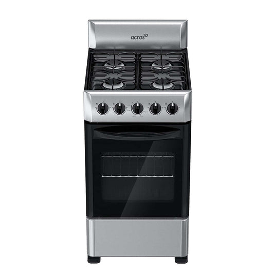Cocina Acros Gas - 20" - Inoxidable - 2 Parrillas Alambrón - 4 Quemadores - Perillas Ergonómicas - Cubierta Porcelanizada - Horno Ventana Panorámica