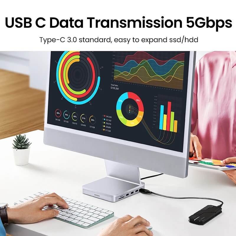 Ugreen-Hub Usb Tipo C A Usb 3,0, 5Gbps, Tarjeta Tf/Sd, 104 Mb/S, Para Imac, Macbook, Ipad Pro, Air, Pc, Accesorios Magnéticos 7 En 1