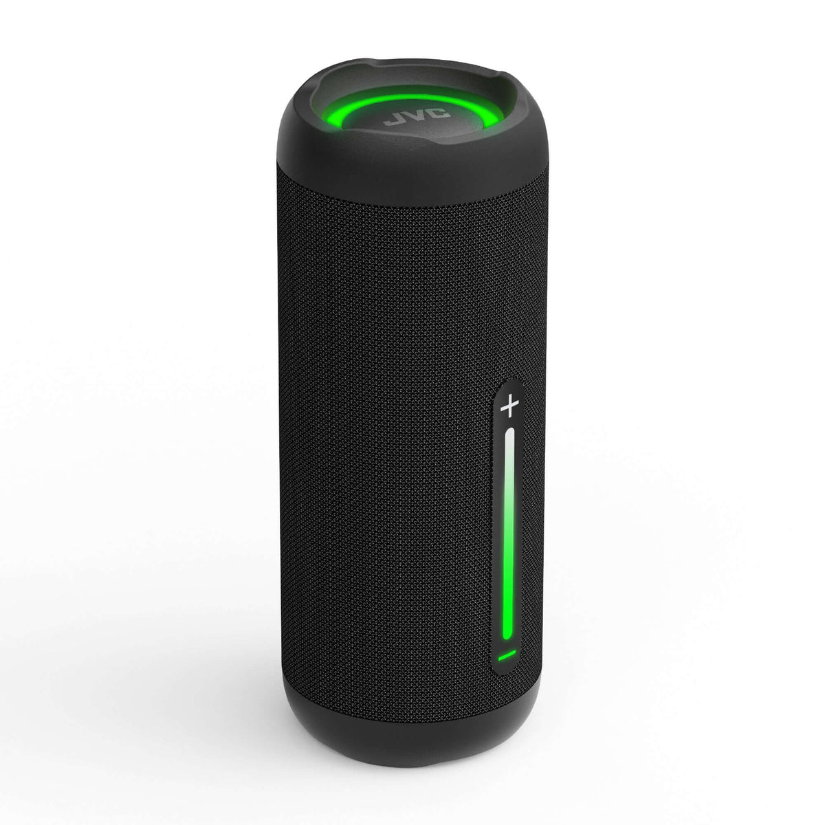 Parlante JVC inalámbrico 60W con luz LED, diseño robusto y sonido vibrante para diversión al aire libre.