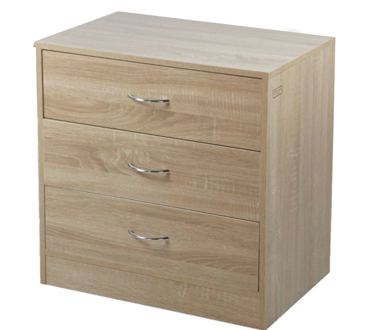 Alt Tag: Kenneth Cole Gavetero 3 Niveles Color Roble-W60.5 X H61 X D40 Cm-Kcwd20220510-O gabetero 3 cajones roble con manijas plateadas