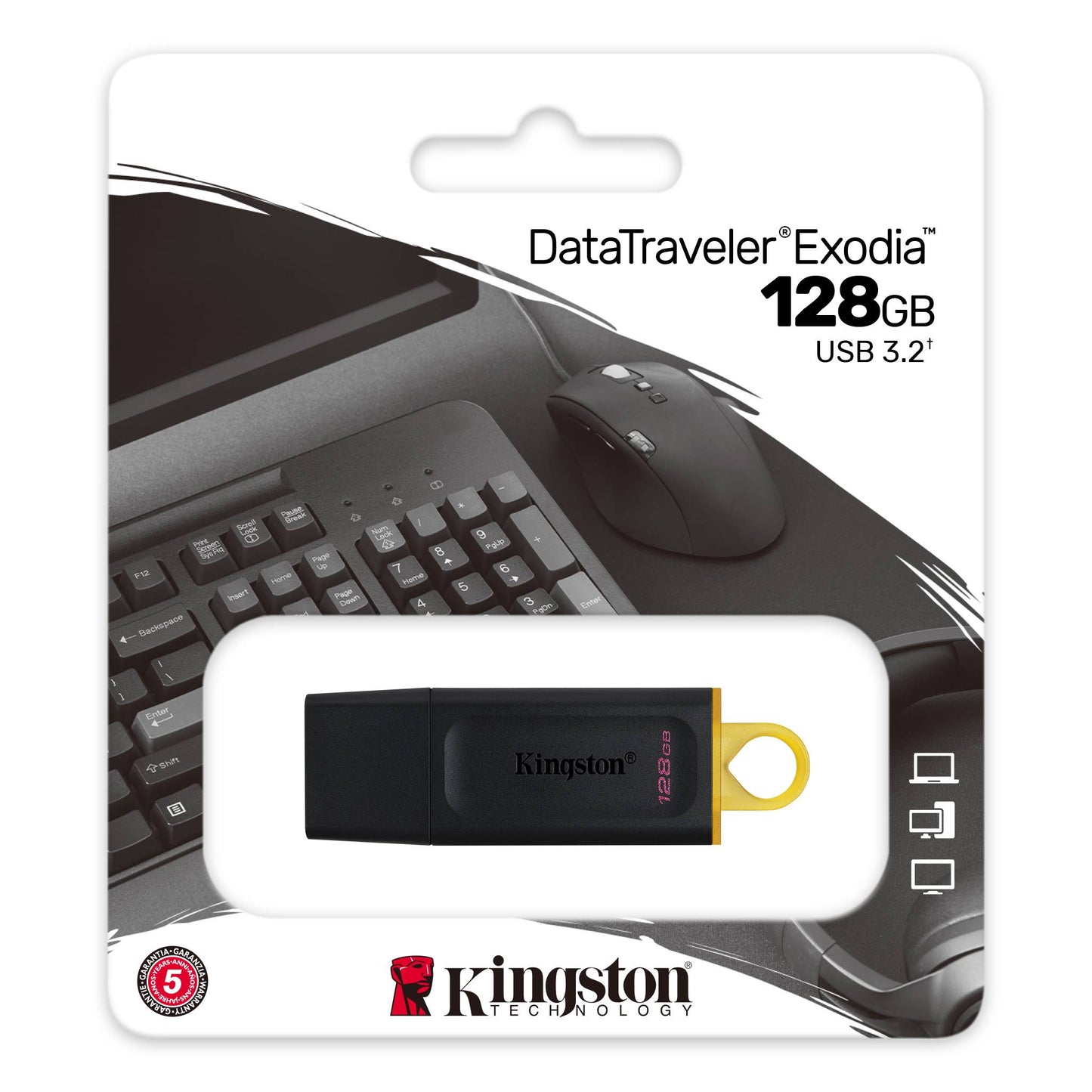 Kingston memoria exodia negro con amarillo 128GB usb 3.2 DTX