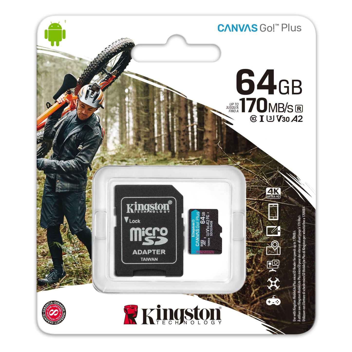Kingston tarjeta de memoria micro SD Canvas go plus sin adaptador SDCG3/64GB