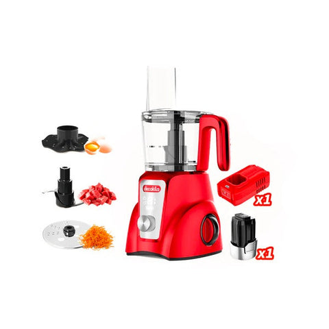 PROCESADOR ALIMENTOS 16V 1.25L ROJO C/BAT KUMG027R Decakila