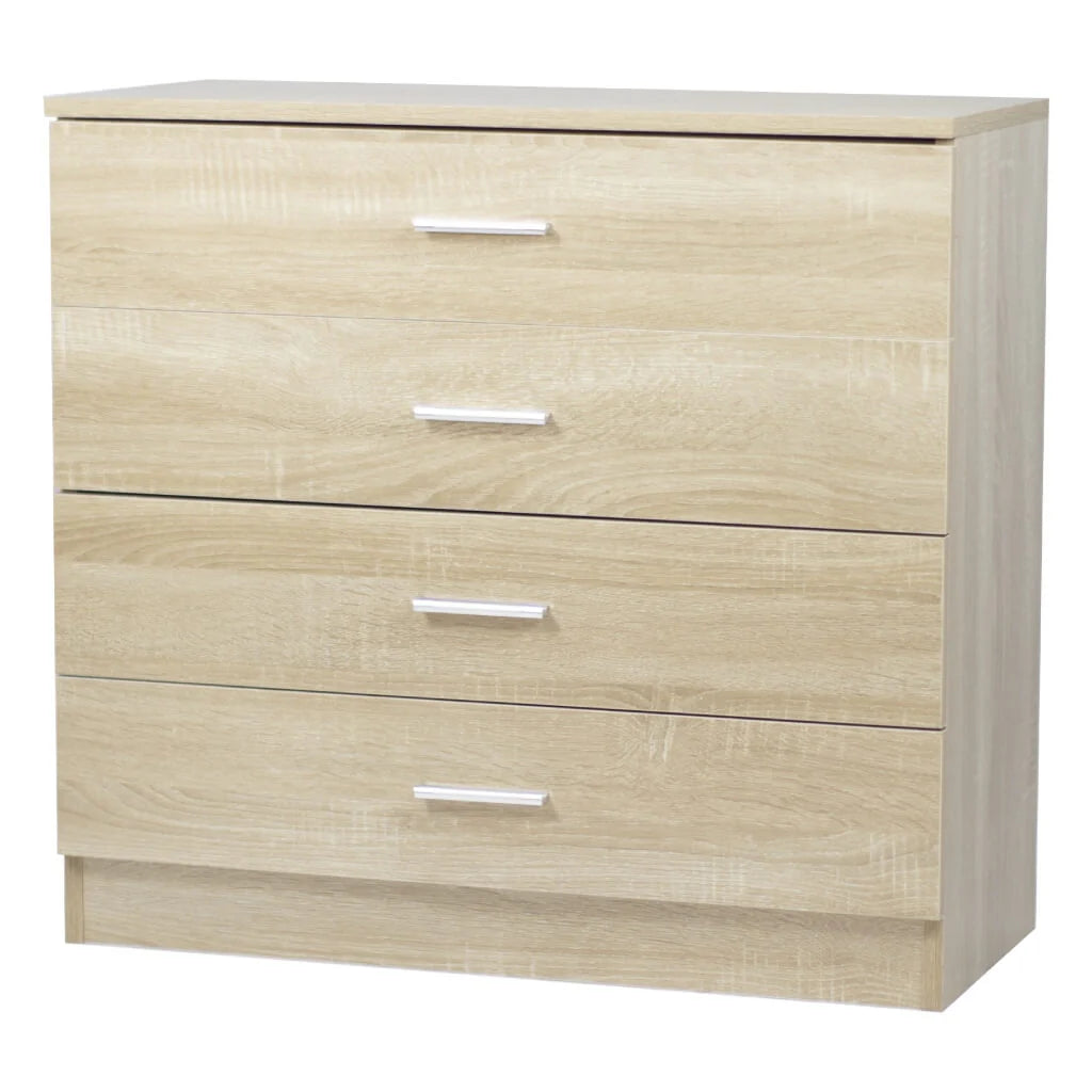 Alt Tag: Kenneth Cole Gavetero 4 Niveles Color Roble-W72 X H67 X D33 Cm-Kcwd20220511-O gavetero 4 cajones roble con manijas plateadas