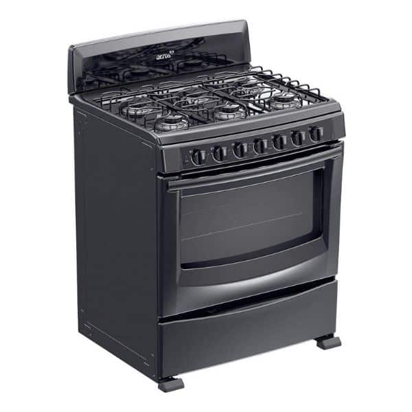 Cocina Acros A Gas - 30" - Negro - Parrillas Alambrón - 6 Quemadores - Horno Ventana Extragrande - 5.1 Pies Cúbicos - Control Termogrados