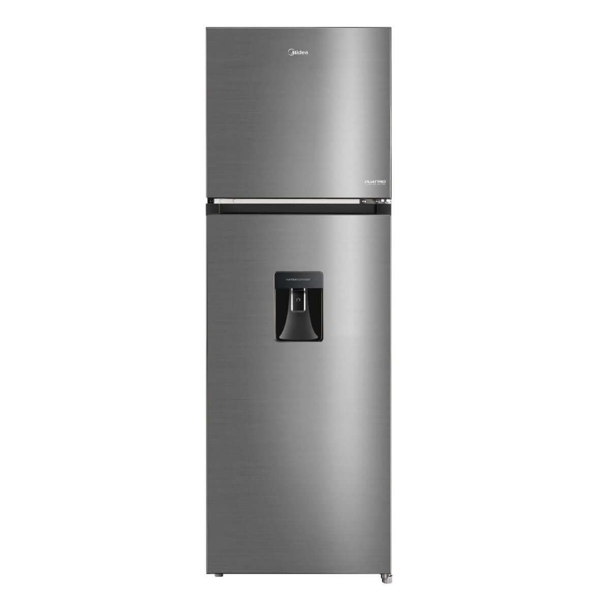 refrigerador Midea top mount 10 pc color Lake Silver con dispensador de agua y tecnología Multi Air Flow.