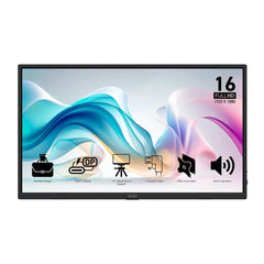 MONITOR MSI PRO MP165 E6 15.6 PULG PLANO 1920 X 1080 60HZ IPS 9S6-3PE50M-004 NEGRO
