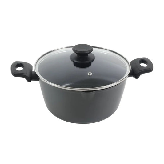 Olla Oster Dixon De 5.5 Qt Gris Mate, Con Tapa De Vidrio Y Mago De Baquelita.