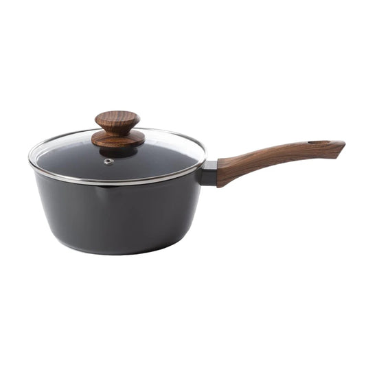 Oster Cacerola Aluminio Forjado, Con Tapa - 2.4 Litros - Colección Amberg - Antiadherente Xylan Plus - 2.5Mm De Grosor - Mango Imitación Madera