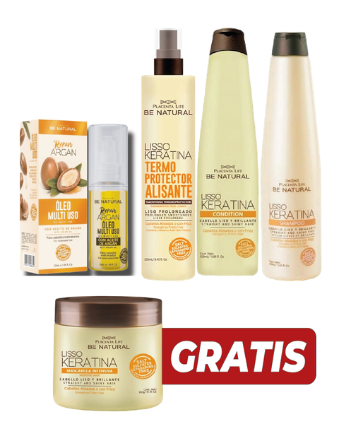 Kit Cuidado Para El Cabello Lisso Keratina Be Natural 4 Pack+ regalía + envio gratis