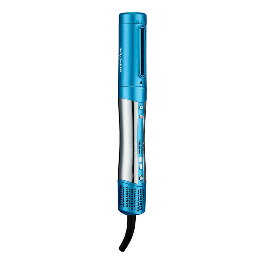 Secador y moldeador iónico BaByliss Pro en color azul, ideal para peinados de salón.