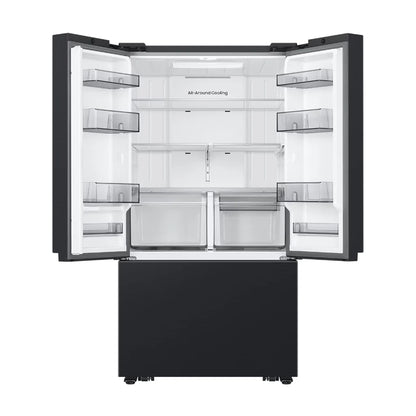 French Door De 31 Cu. Ft. Sin Dispensador Negra Samsung Con 3 Puertas, Gran Capacidad Y Tecnología Spacemax