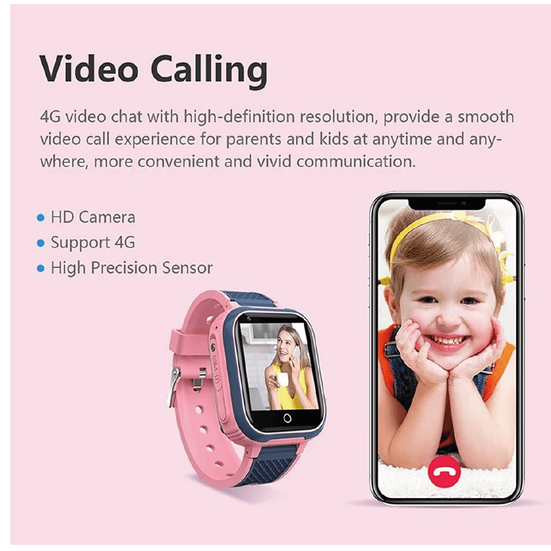 Reloj Inteligente Para Niños, Lt21 4G Smart Watch Niños Gps Wifi Videurn Llamada Ip67 Impermeable Niños Smart Watch Cámara - reloj rosa con videollamada y cámara