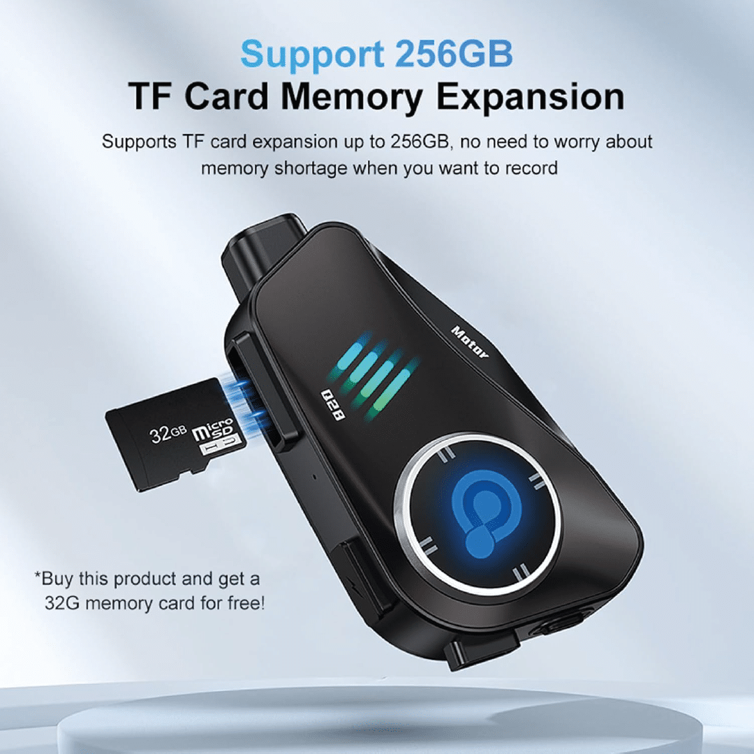 Auriculares de casco para motocicleta con cámara Q28 HD, gran angular 120° 32GB