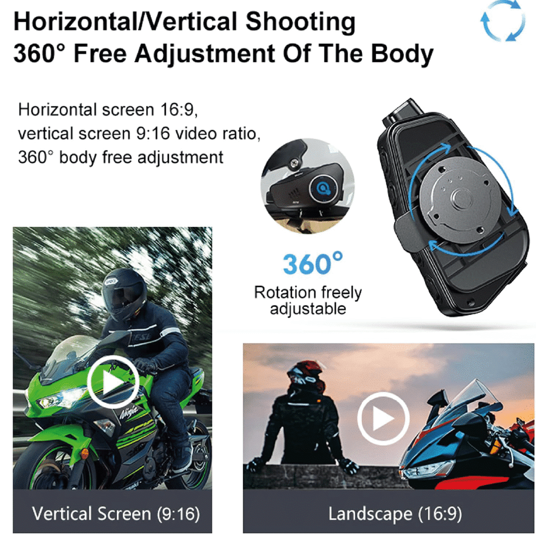 Auriculares de casco para motocicleta con cámara Q28 HD, gran angular 120° 32GB