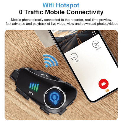 Auriculares de casco para motocicleta con cámara Q28 HD, gran angular 120° 32GB