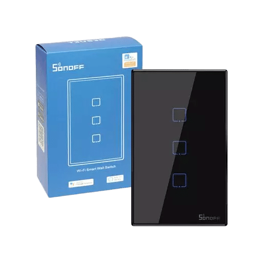 Interruptor Inteligente Wi-Fi Rf Tx 3 Botones Negro