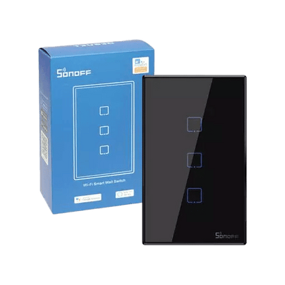 Interruptor Inteligente Wi-Fi Rf Tx 3 Botones Negro