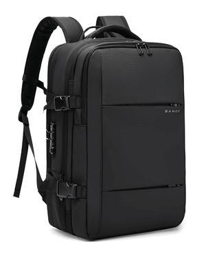 Mochila viajera antirrobo BANGE de alta calidad con diseño moderno y compartimentos prácticos.