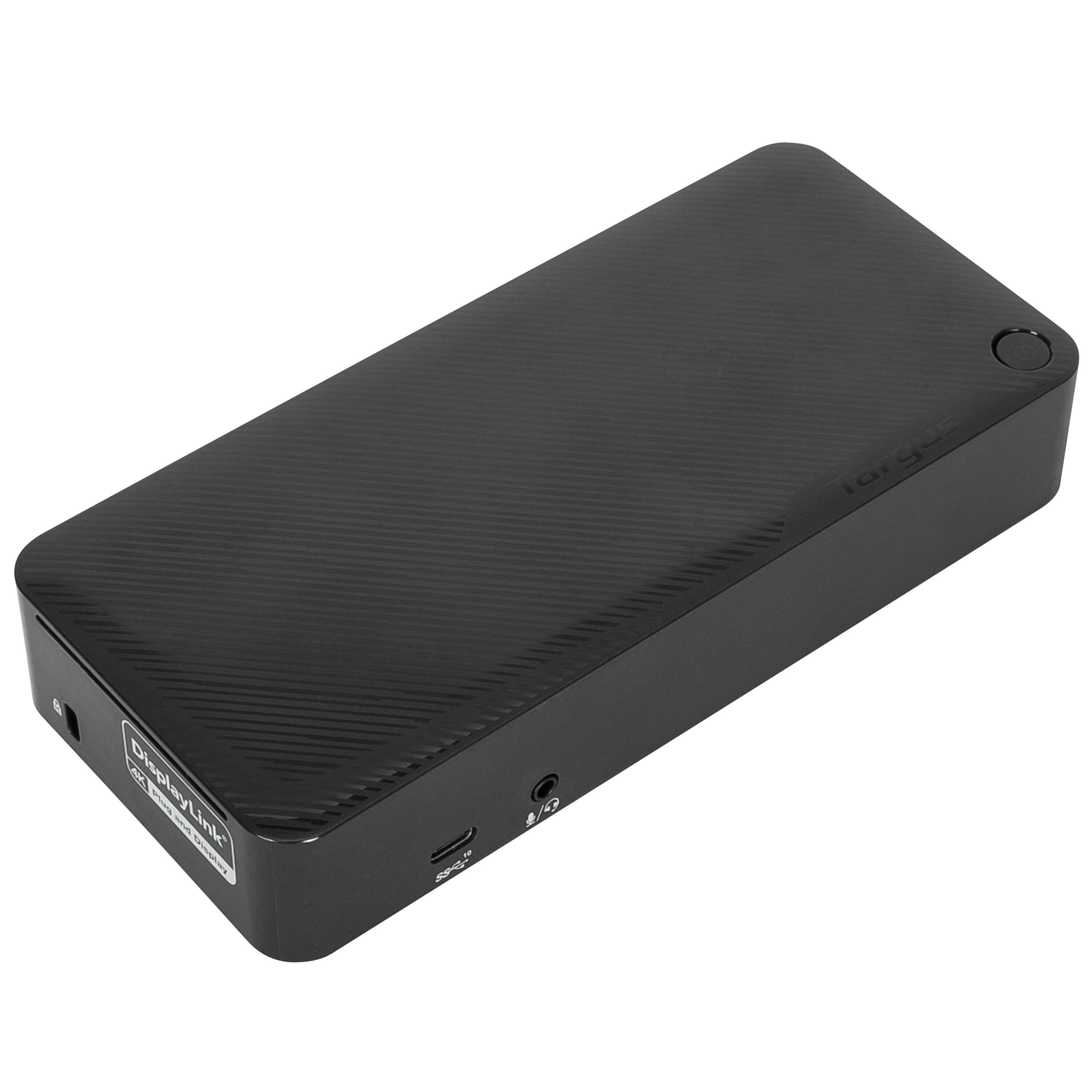 Estación de acoplamiento USB-C 4K 100W, diseño compacto y elegante con múltiples puertos y tecnología avanzada.