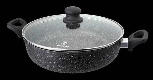 Westinghouse Cacerola Baja Con Tapa Marmol Negro 28 Cm Wccc0009L28Mbb
