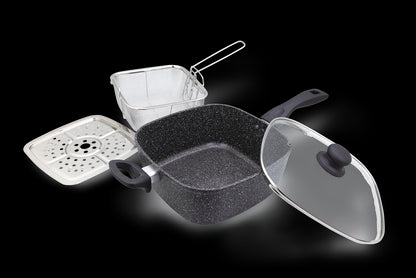 Westinghouse Sarten Freidor Profundo 4 Pzs Marmol Negro 24Cm Wccs0009D24Mbb