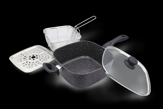 Westinghouse Sarten Freidor Profundo 4 Pzs Marmol Negro 24Cm Wccs0009D24Mbb