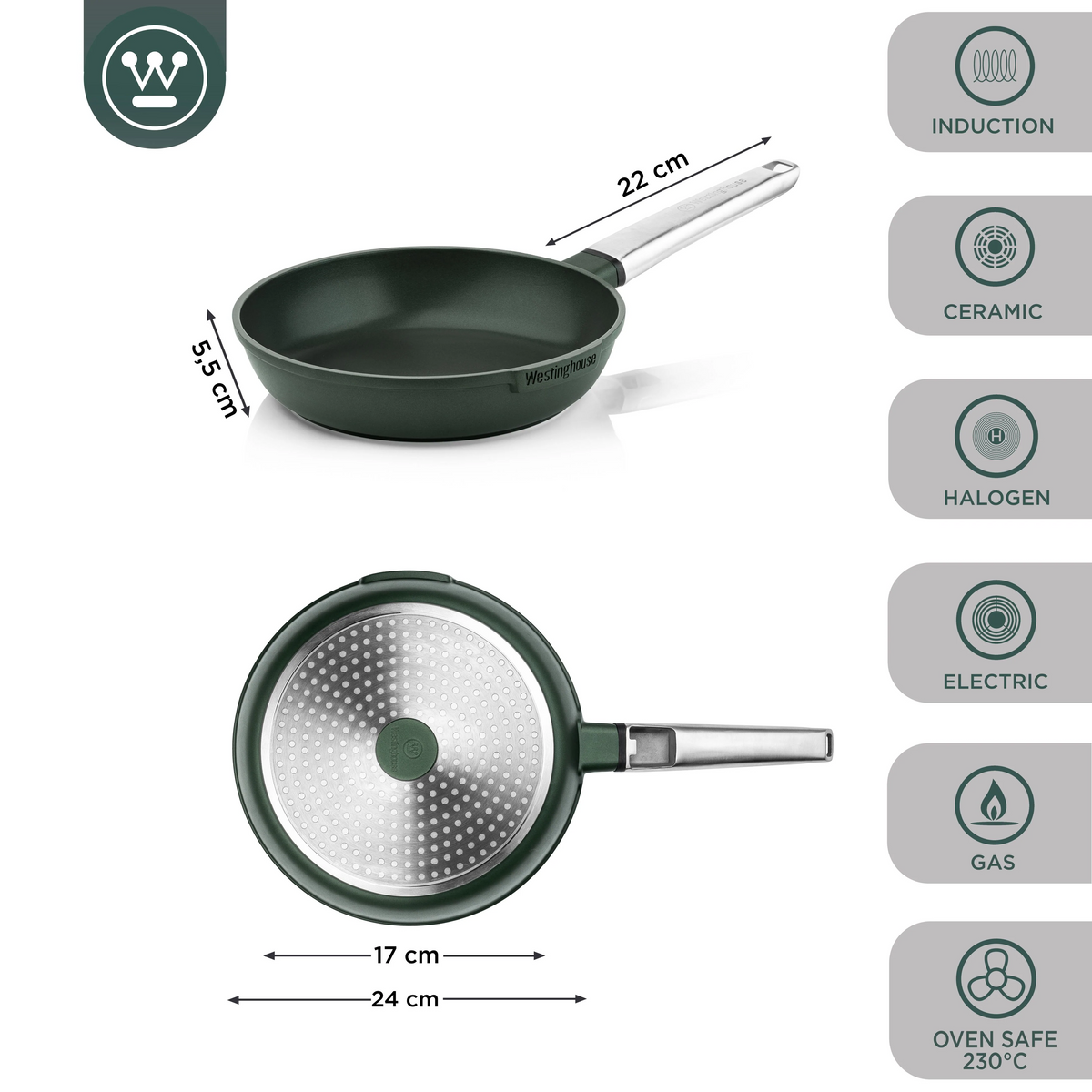 Westinghouse Sarten Performance Verde 24Cm Wcfp0095024Sg Ollas Costa Rica
