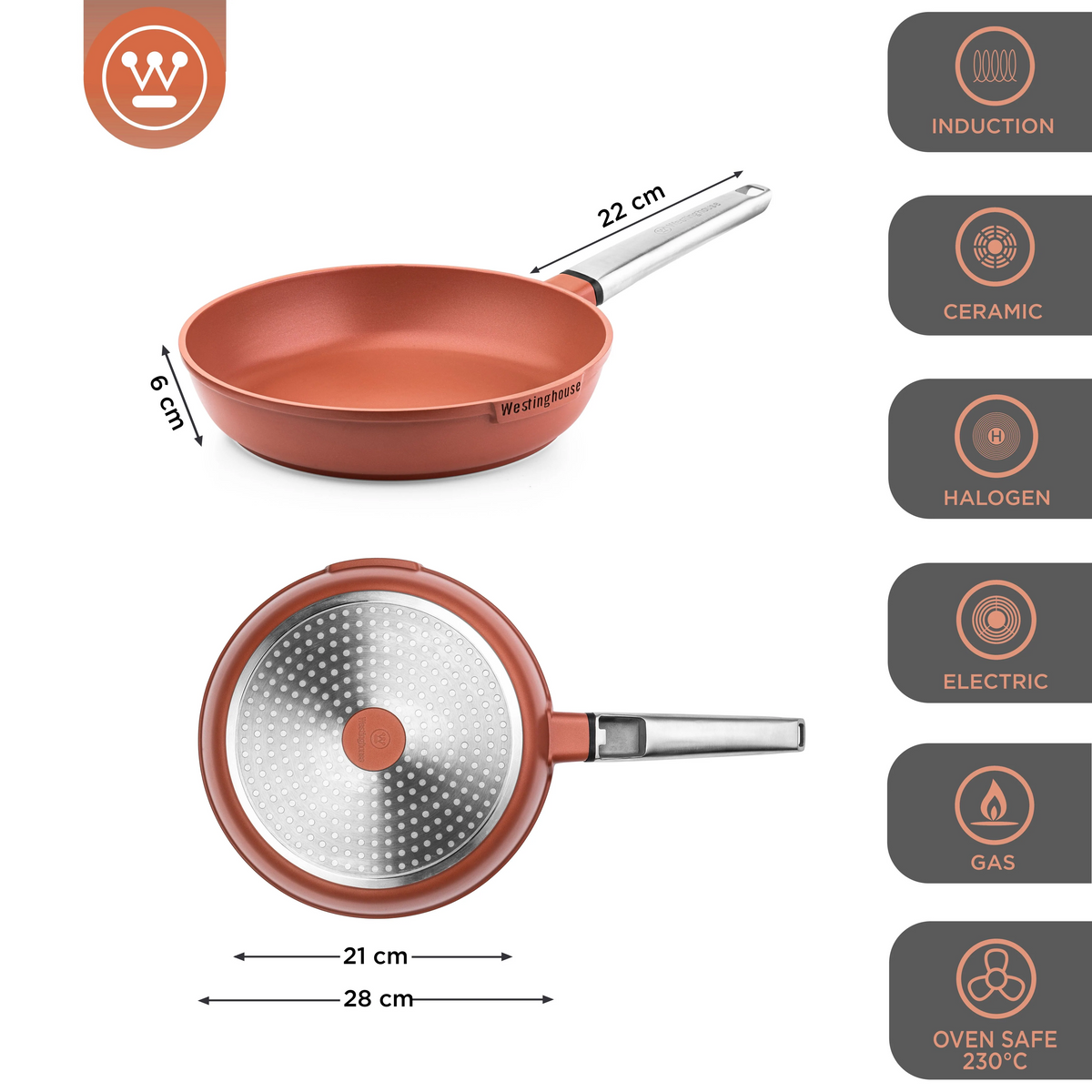 Westinghouse Sarten Performance Rojo 28Cm Wcfp0095028Or Ollas Costa Rica