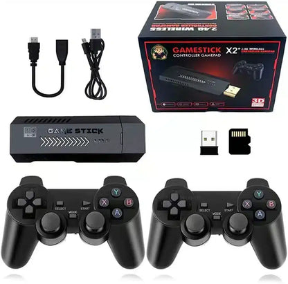 Consola de Juegos Retro Inalámbrica, X2 Plus Game Stick Consola Retro Inalámbrica, Black Stick 2000 Juegos, 64gb