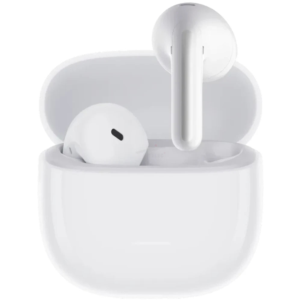 AUDÍFONOS XIAOMI REDMI BUDS 8 ACTIVE BLANCO con estuche de carga y auriculares expuestos