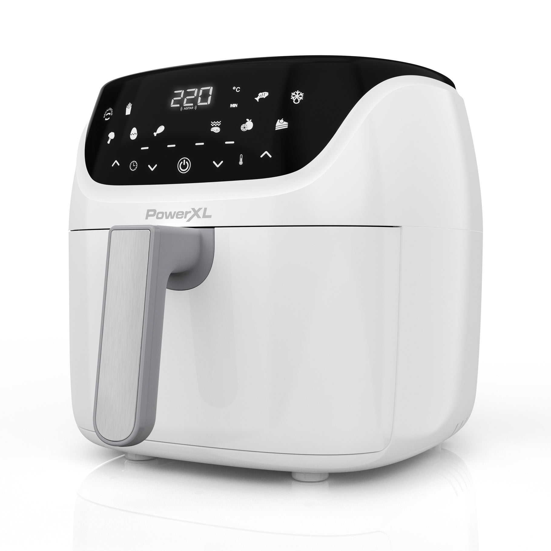 Power Xl Freidora De Aire Vortex Digital 5.7L Blanca Af-E6001-H-La - freidora de aire blanca 5.7L con panel digital y 10 funciones, 1500W, temperatura 220°C