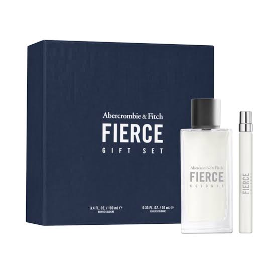 ABERCROMBIE ESTUCHE FIERCE H 2 PIEZAS cologne gift set with box and bottles displayed