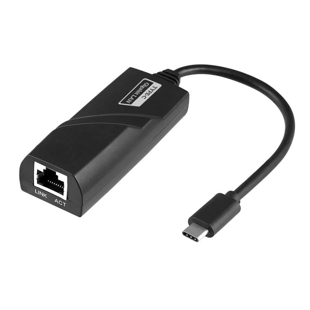 Adaptador USB-C a RJ45, convierte USB Tipo C a conector Ethernet, ideal para computadoras sin puerto RJ-45.