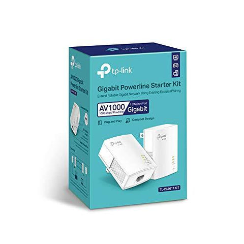 ADAPTADOR POWERLINE TP-LINK TL-PA7017 KIT AV1000 GIGABIT ETHERNET HASTA 1000 MBPS BLANCO TL-PA7017 KIT(US)