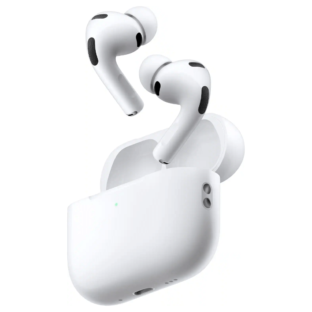 AirPods Pro 3 cancelación de ruido en estuche de carga, auriculares inalámbricos con tecnología avanzada.