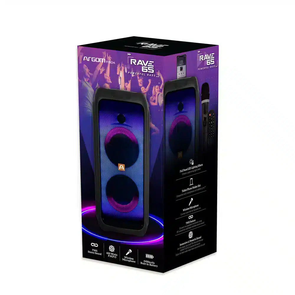 Altavoz Inalámbrico Rave 65 Tws Bt Party Con Luces Led Argom Tech Costa Rica