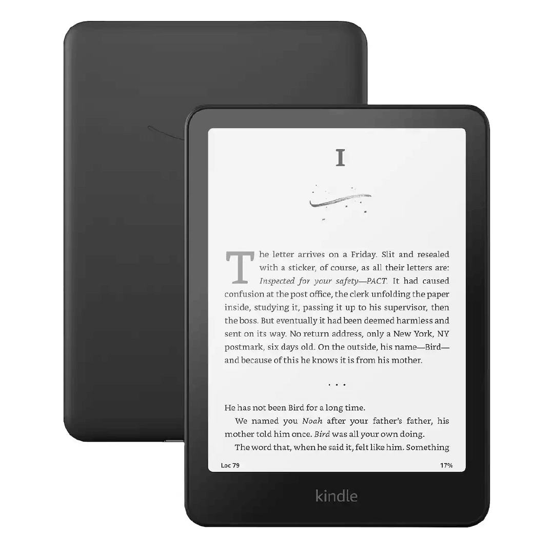 Amazon - Kindle Paperwhite (16 GB) - 2024 - Negra - Vista frontal y trasera del e-reader de 7 pulgadas, 16 GB y diseño negro
