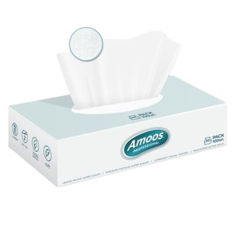 PAÑUELOS FACIALES AMOOS COSMÉTICOS 100 PAÑUELOS 2 CAPAS CAJA 24 UNIDADES F622701